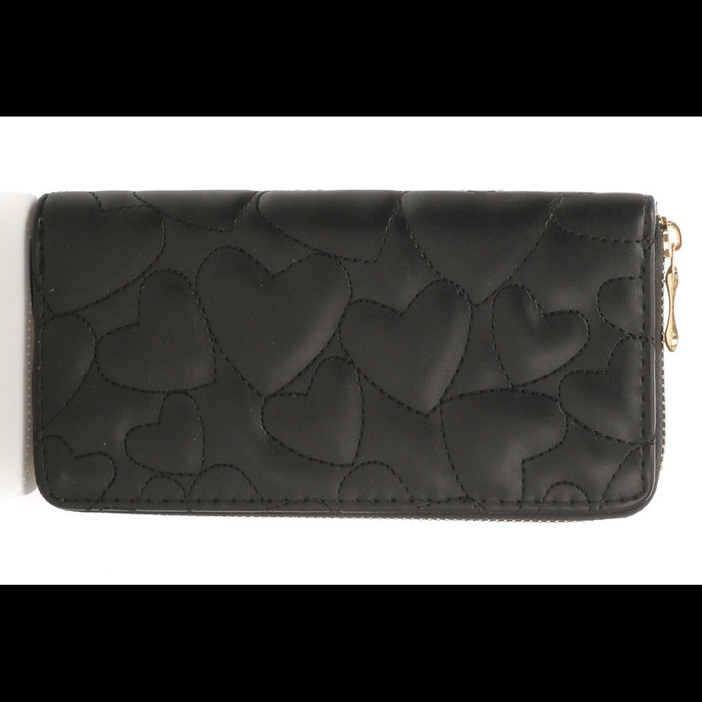 Heart Quilted Zipper Wallet